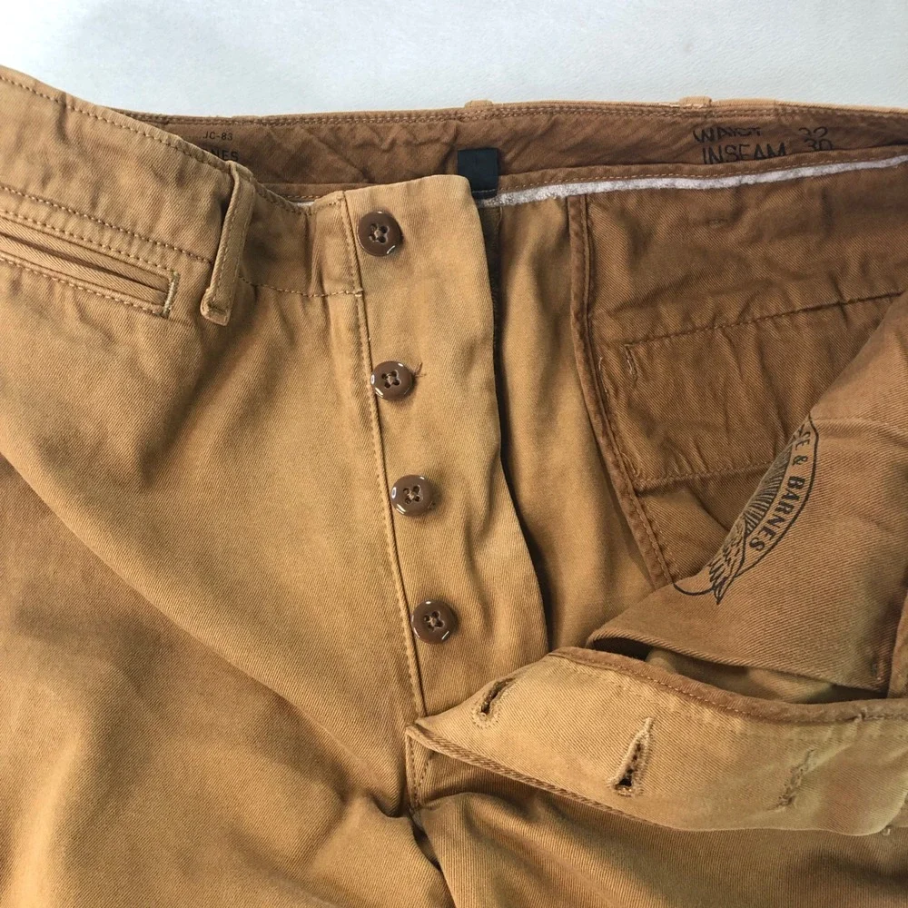 Wallace & Barnes Officer Chino Mens 32x30 Brown Selvedge Cotton Field Trousers